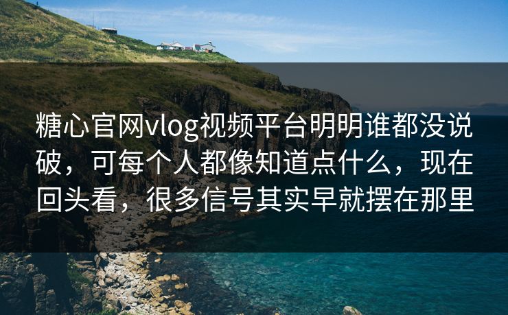 糖心官网vlog视频平台明明谁都没说破，可每个人都像知道点什么，现在回头看，很多信号其实早就摆在那里