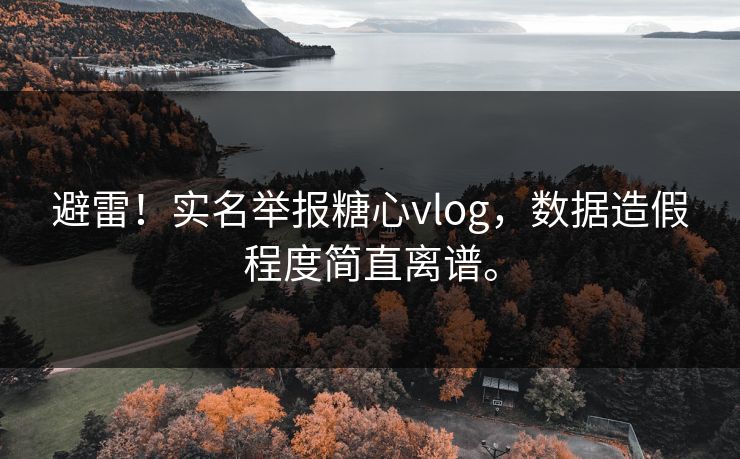 避雷！实名举报糖心vlog，数据造假程度简直离谱。