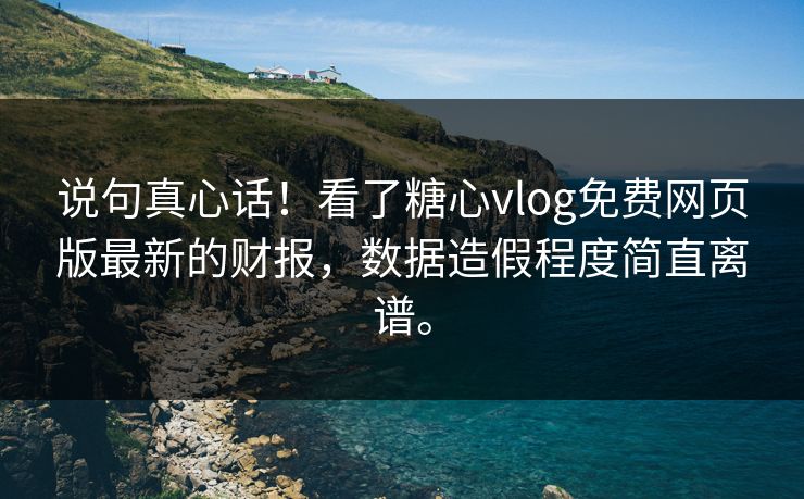 说句真心话！看了糖心vlog免费网页版最新的财报，数据造假程度简直离谱。